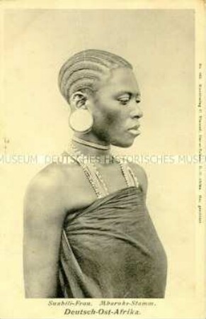 Porträt einer Suahili-Frau in Deutsch-Ostafrika