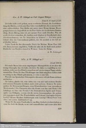 August Wilhelm von Schlegel an Unbekannt, Genf, 1806