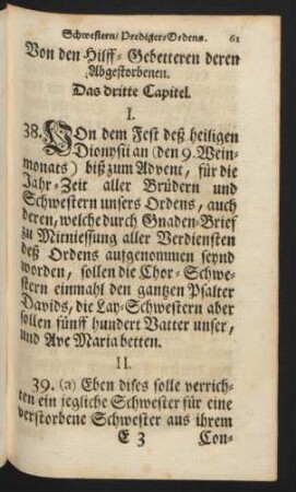Von den Hilff-Gebetteren deren Abgestorbenen. Das dritte Capitel.