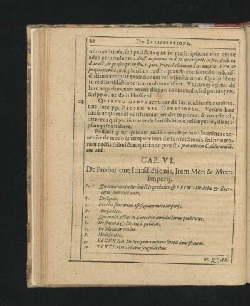 Cap. VI. De Probatione Iurisdictionis, Item Meri & Mixti Imperii.