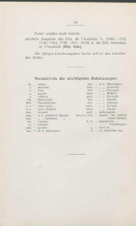 Verzeichnis der wichtigsten Abkürzungen.