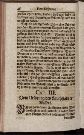 Cap. III. Vom Ursprung des Lauchstädter Wassers.