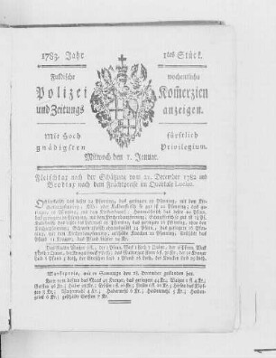 1tes Stück., Ausgabe vom 1. Januar 1783