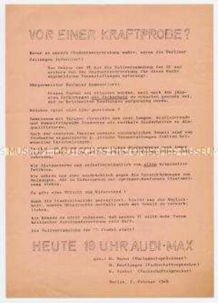 Hektografiertes Flugblatt mit Aufruf zum Protest gegen Springer