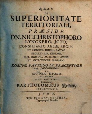De superioritate territoriali
