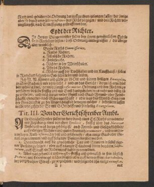 Tit. III. Von der Gerichtschreiber Ambt.