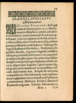 Ioannes Stoflerus Mathematicus.