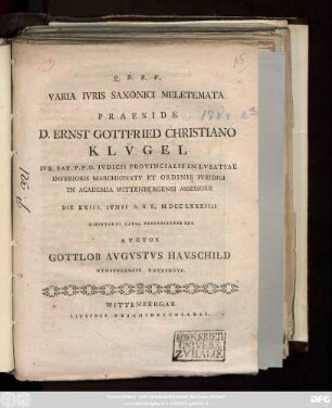 Varia Ivris Saxonici Meletemata