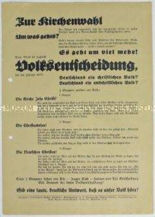 Propagandaflugblatt der Landeskriche Sachsen zur Kirchenwahl 1937