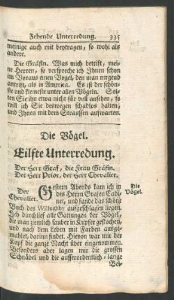 Eilfte Unterredung. Die Voegel.