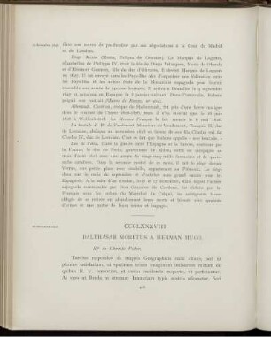 CCCLXXXVIII. Balthasar Moretus à Herman Hugo. Anvers, 18 décembre 1625