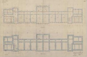 Artilleriekaserne Müllheim; Grundrisse Kellergeschoss und Bankett des Kasernengebäudes II