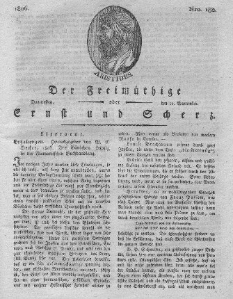 Nro. 182, Donnerstag den 11. September 1806