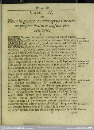 Caput IV. De Noxa in genere, ex incongrua Curatione propter Naturae sensum proveniente