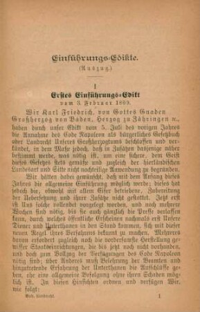 Einführungs-Edikte. (Auszug.)