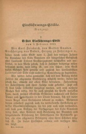 Einführungs-Edikte. (Auszug.)