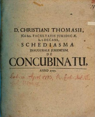 Diss. inaug. iur. de concubinatu