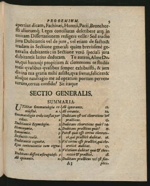 Sectio Generalis.