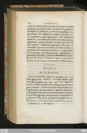 Note V. Sur les Ismaëliens.