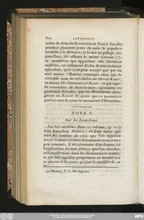 Note V. Sur les Ismaëliens.