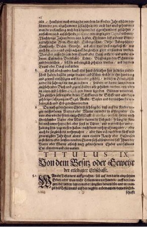 Titulus IX. Von dem Besitz oder Gewehr der erledigter Erbschafft