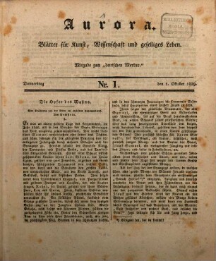 Aurora : Zeitschrift aus Bayern. 1829, 1829. Okt. - Dez.