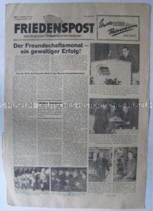 Wochenzeitung der DSF "Friedenspost" zum Monat der Deutsch-Sowjetischen Freundschaft