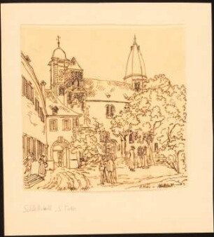 St. Fidis (Sainte Foy)-Kirche, Schlettstadt: Durchzeichnung: Perspektivische Seitenansicht, nach: Illustrirte Zeitung, 1872, S. 1497