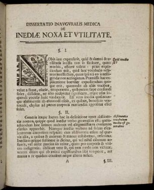 Dissertatio Inavgvralis Medica De Inediæ Noxa Et Vtilitate.