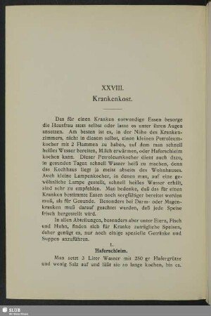 XXVIII. Krankenkost