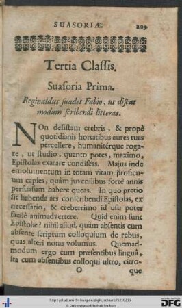 Tertia Classis. In genere Deliberativo habebis Epistolas.