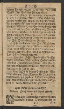 Ein schön Religions-Lied : Melodey: Durch Adams Fall ist gantz verderbt.