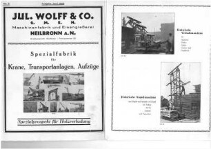 Prospekt der Fa. Jul. Wolff & Co für Kräne und Hilfsgeräte zur Holzverladung