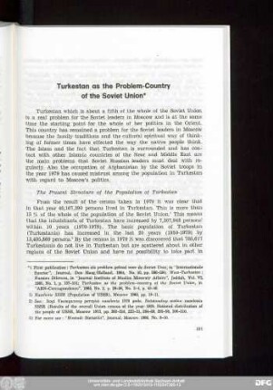 Turkestan as the Problem-Country of the Soviet-Union
