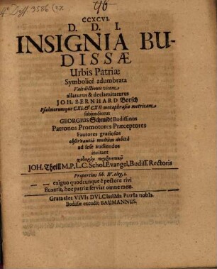 Insignia Budissae urbis patriae