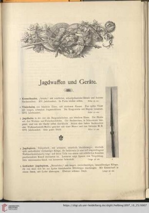 Jagdwaffen und Geräte (Nr. 1-139)