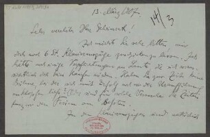 Brief an Ludwig Strecker  und B. Schott's Söhne : 13.03.1907
