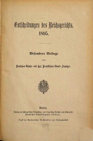 Entscheidungen des Reichsgerichts. 1895
