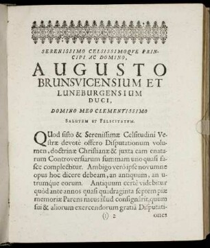 Serenissimo Celsissimoque Principi Ac Domino Augusto Brunsvicensium Et Luneburgensium Duci [...]