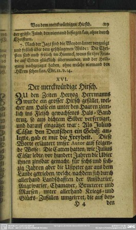XVI. Der merckwürdige Hirsch