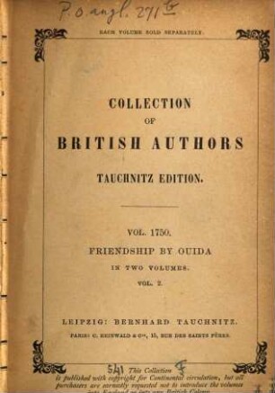 Friendship : in two volumes, 2