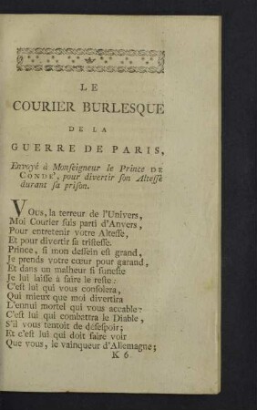 Le courier burlesque de la guerre de Paris