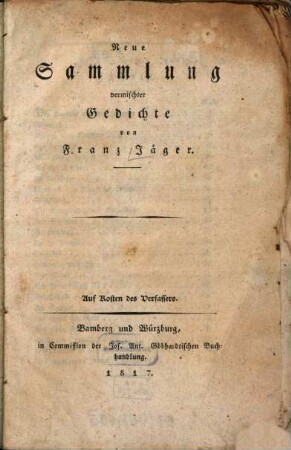 Neue Sammlung vermischter Gedichte
