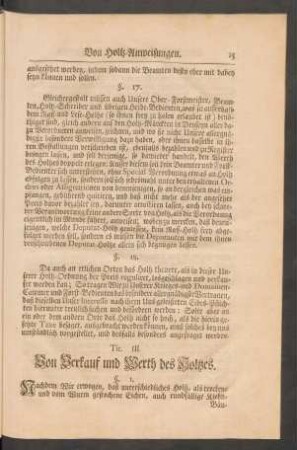 Tit. III. Von Verkauf und Werth des Holtzes.