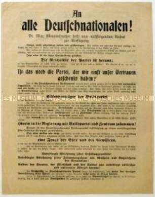 Aufruf der Nationalsozialistischen Freiheitsbewegung zur Reichstagswahl am 7. Dezember 1924