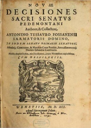 Novae Decisiones Sacri Senatus Pedemontani