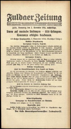 Ausgabe vom Donnerstag, den 02. November 1916.