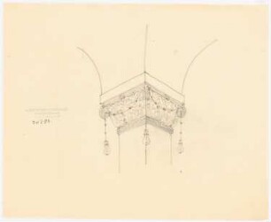 Villa Sirius, Baden-Baden: Ansicht und Isometrie des Kapitells im Billiardzimmer (Variante zu Inv.Nr. 19538)