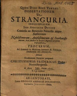 Dissertationem De Stranguria