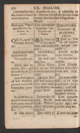 Dialogus Vigesimus = Das zwantzigste Gespräche = Dwudziesta Rozmowa